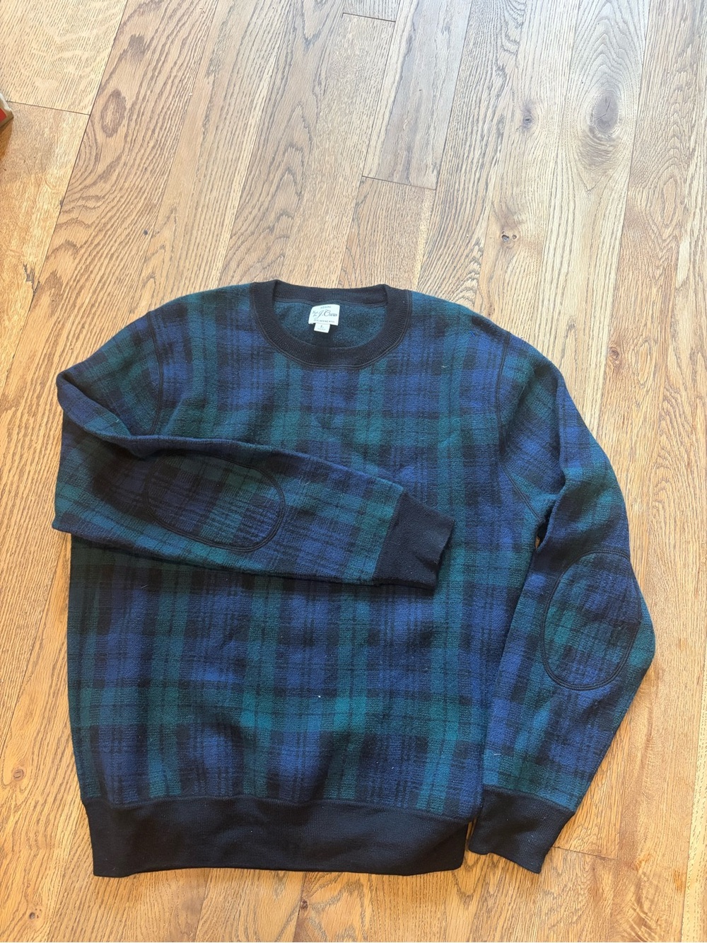 J. Crew Boiled Merino Wool Black Watch Plaid Crewneck Sweater Sz L Men’s new